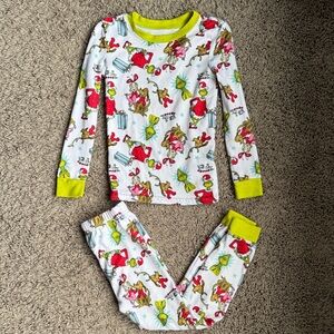 The Grinch Christmas Kids Pajama Set - White with Red and Green Highlights